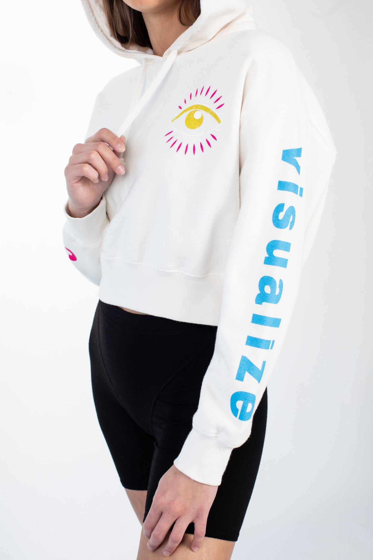 CROP HOODIE - CAN YOU VISUALIZE - WHISPER WHITE