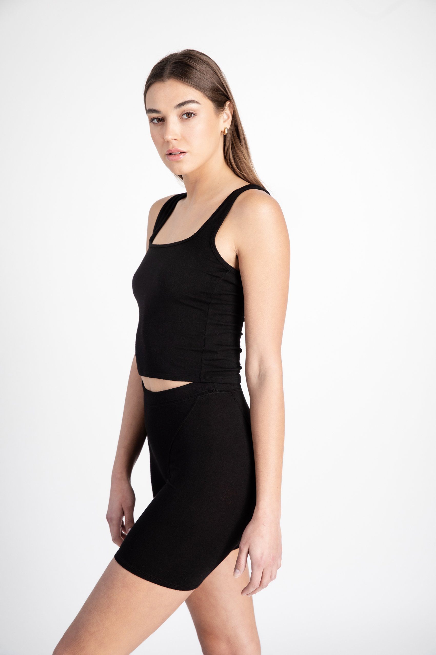 Black Square Neck Tank