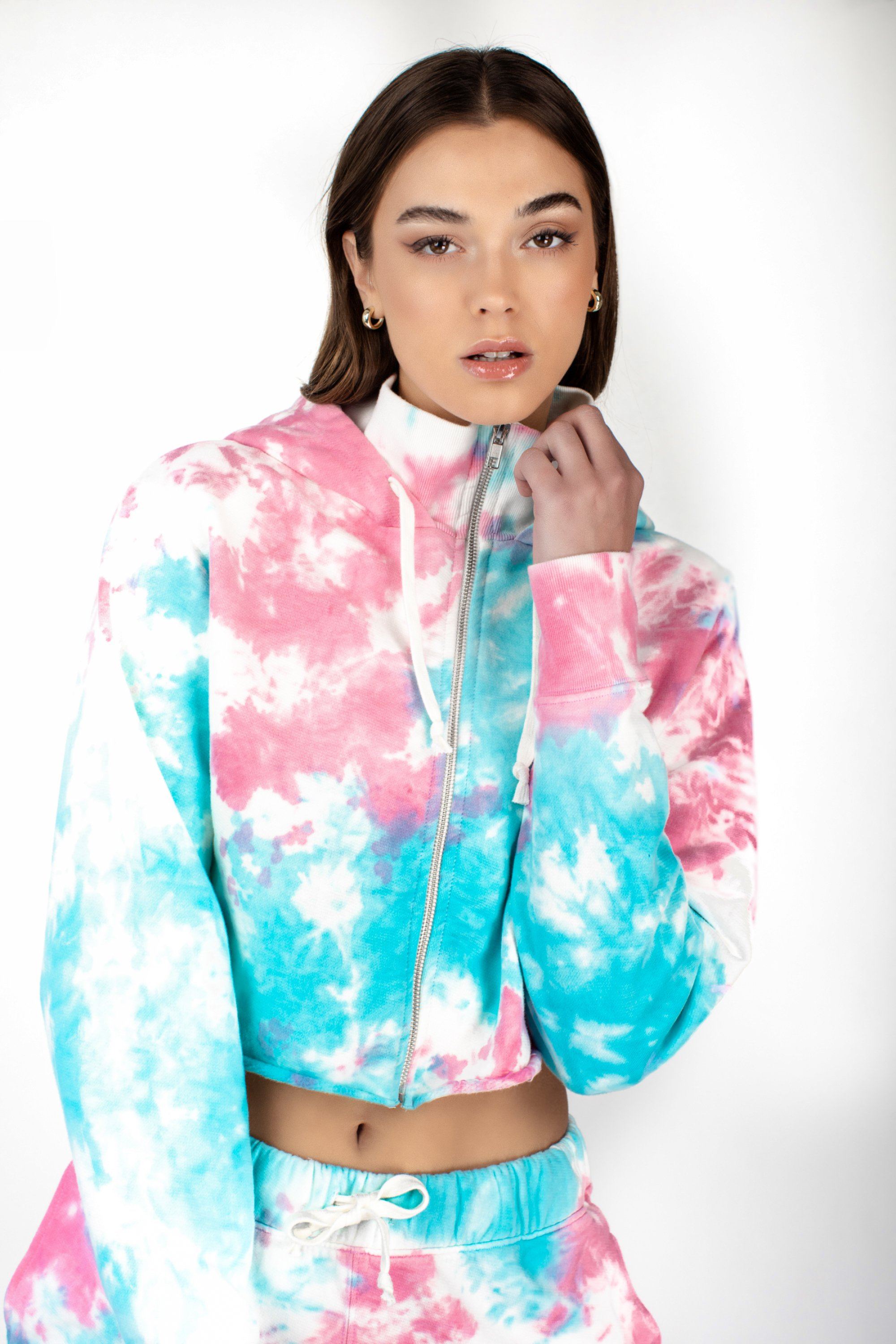 Cotton Candy Tie Dye Zip Hoodie