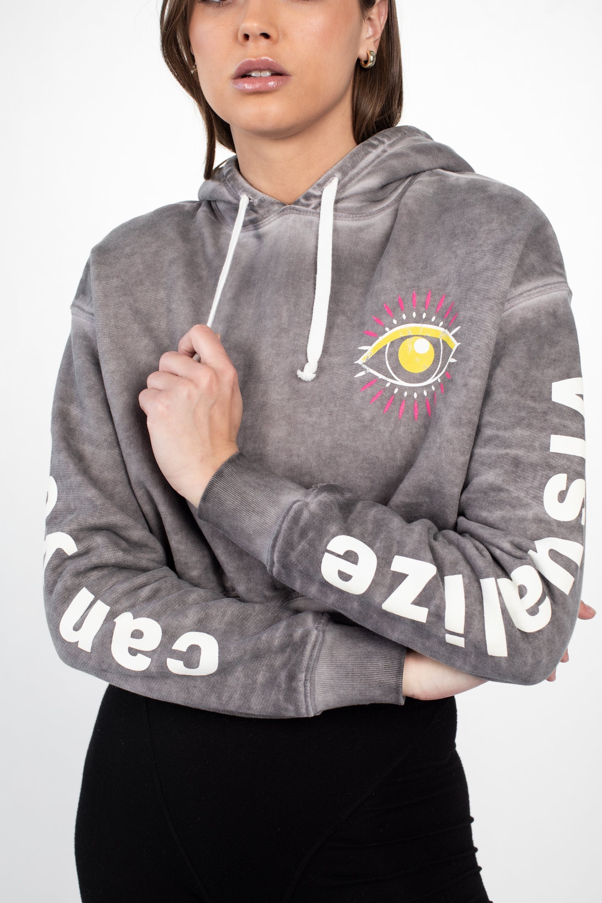 CROP HOODIE - CAN YOU VISUALIZE - OIL WASH