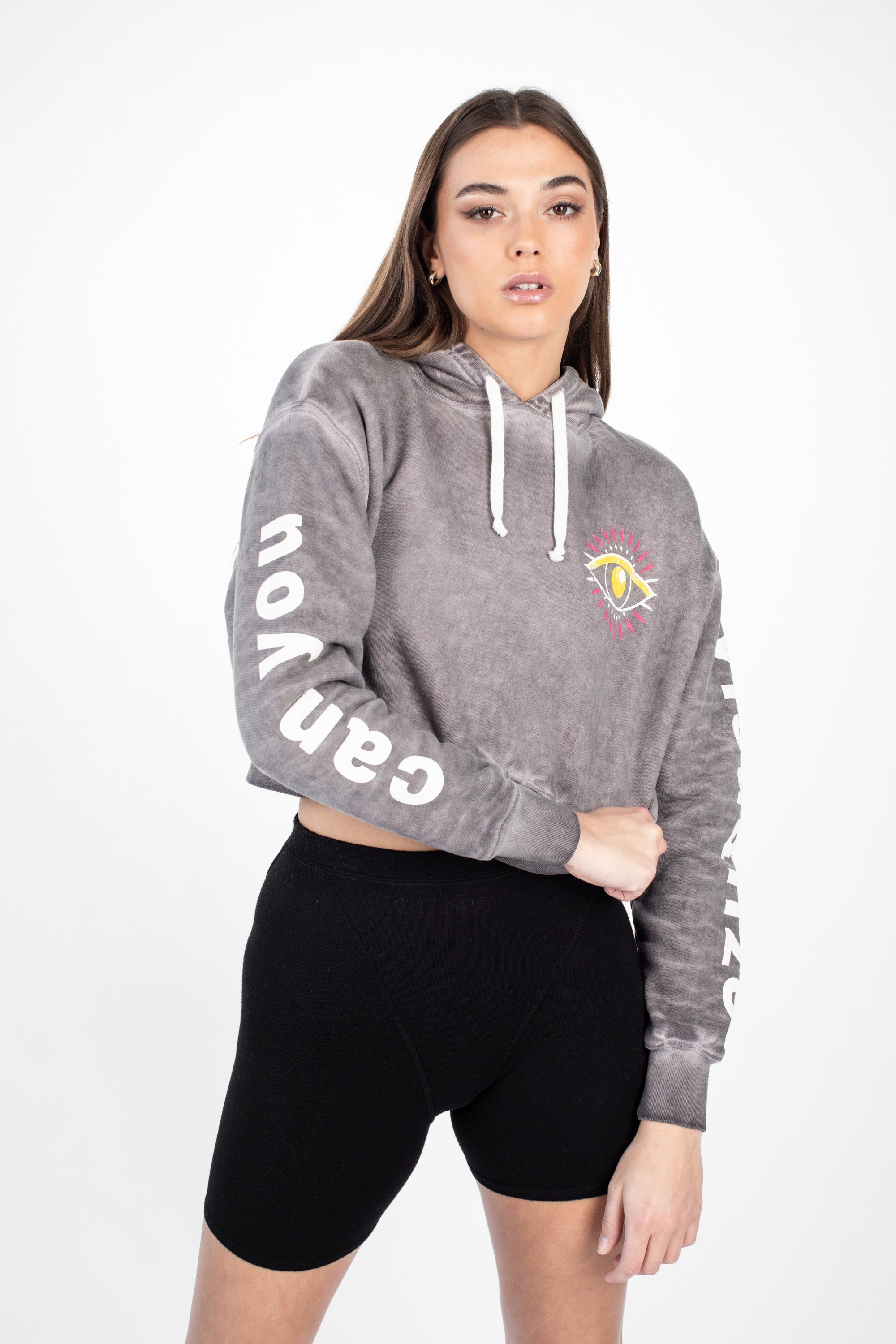 CROP HOODIE - CAN YOU VISUALIZE - OIL WASH