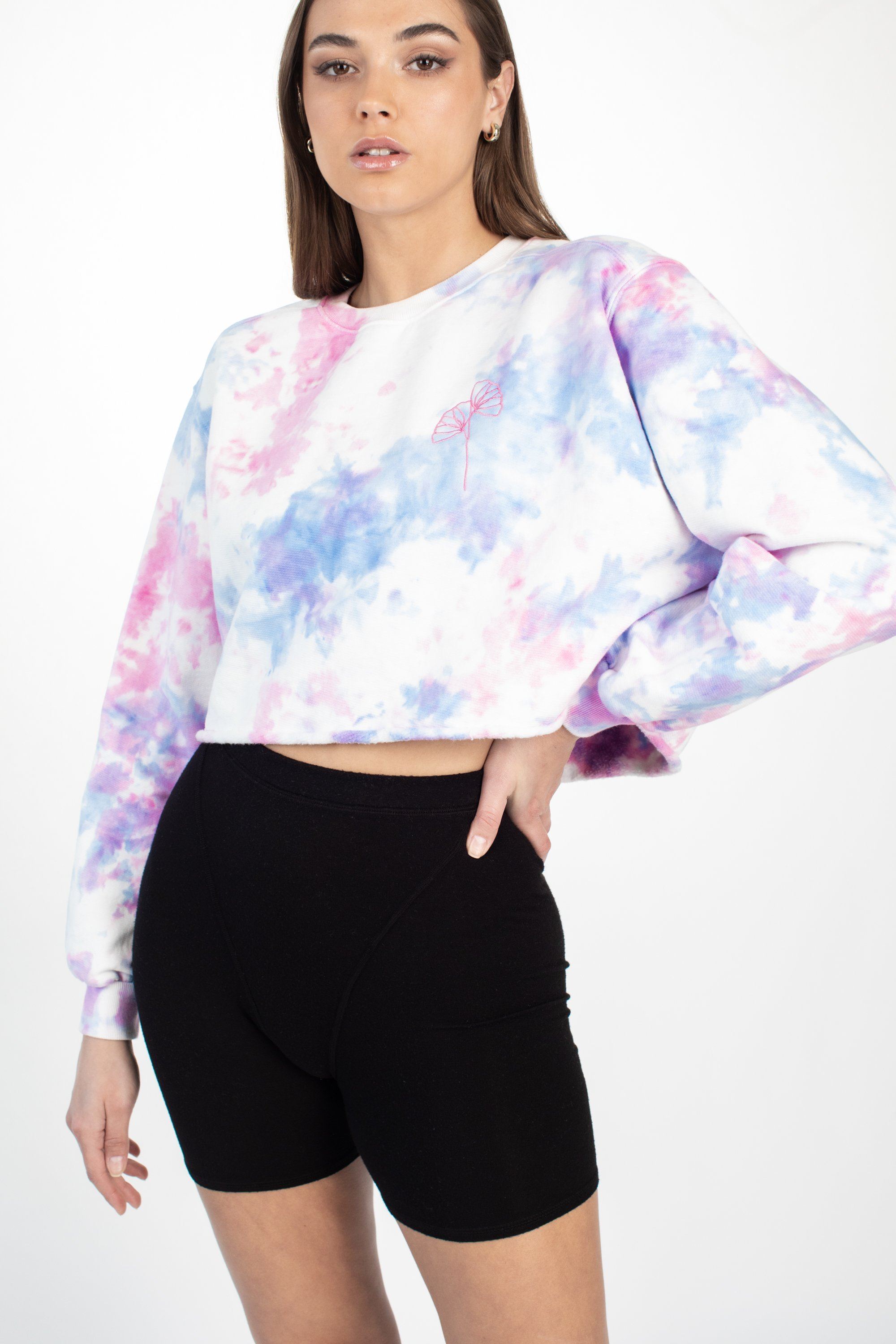 CROPPED CREW SWEATSHIRT - CLOUD DREAM TIE DYE