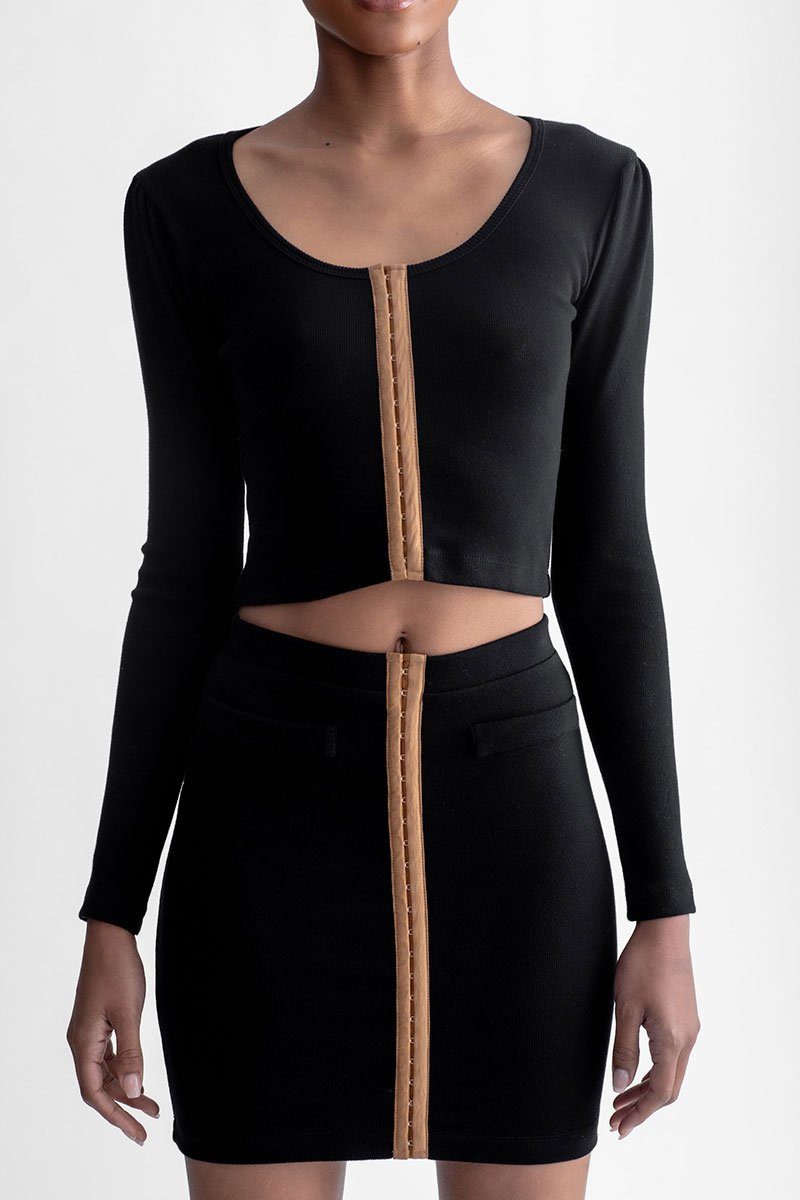 Hook & Eye Long Sleeve Top Black
