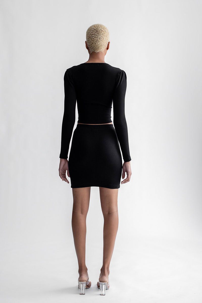 Hook & Eye Long Sleeve Top Black