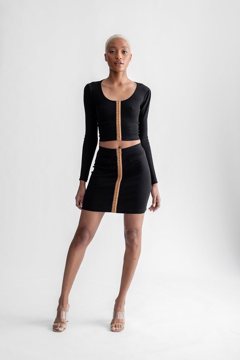 Hook & Eye Long Sleeve Top Black