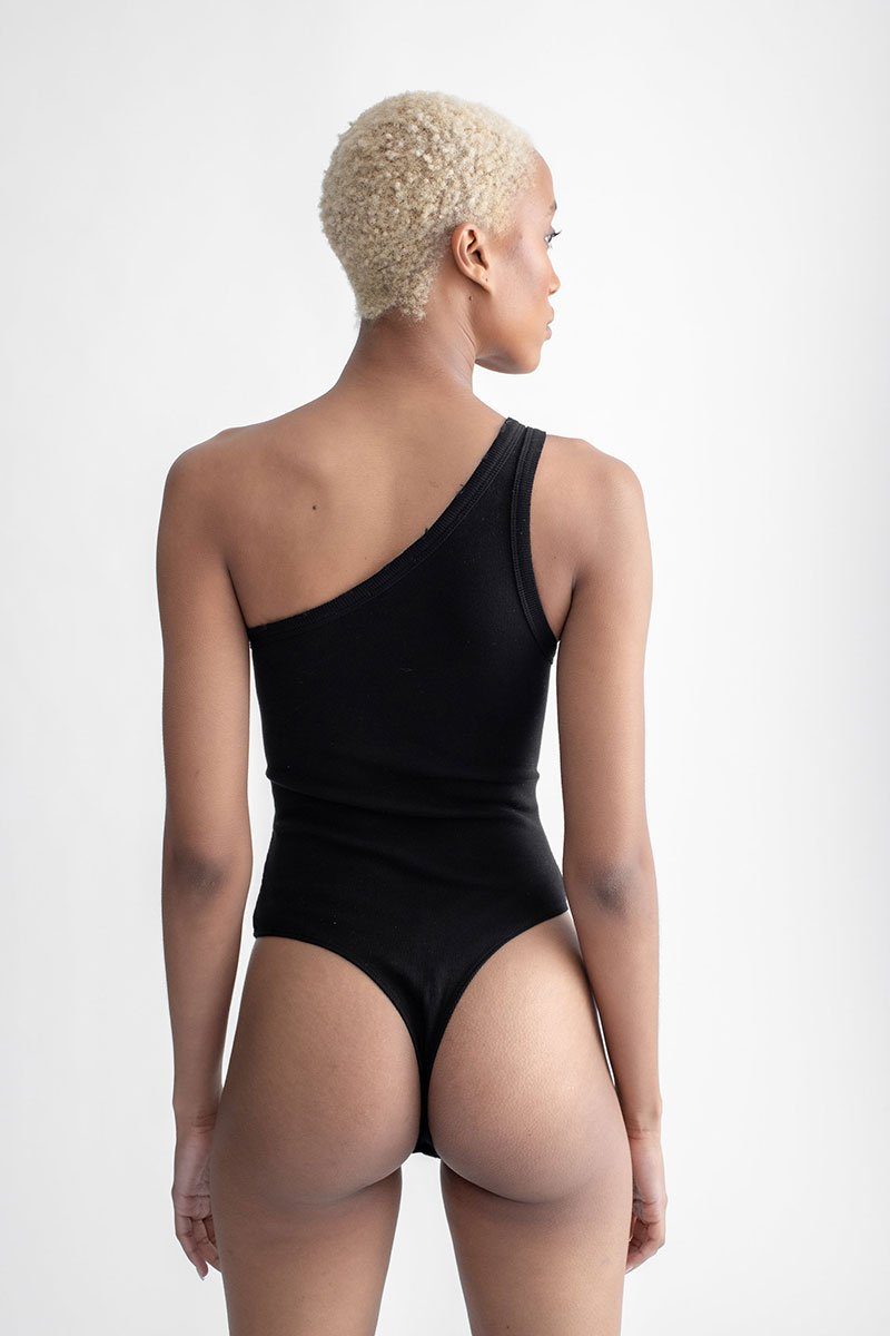 One Shoulder Bodysuit Black