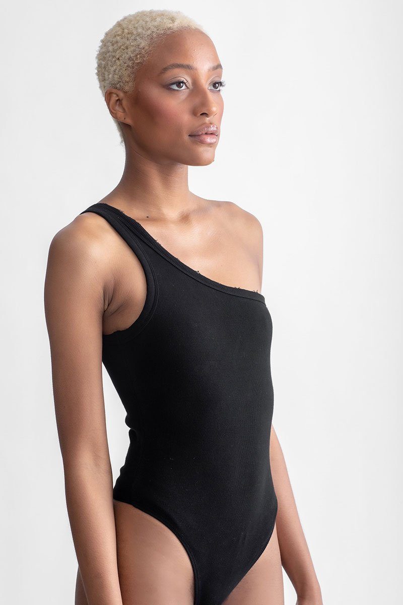 One Shoulder Bodysuit Black