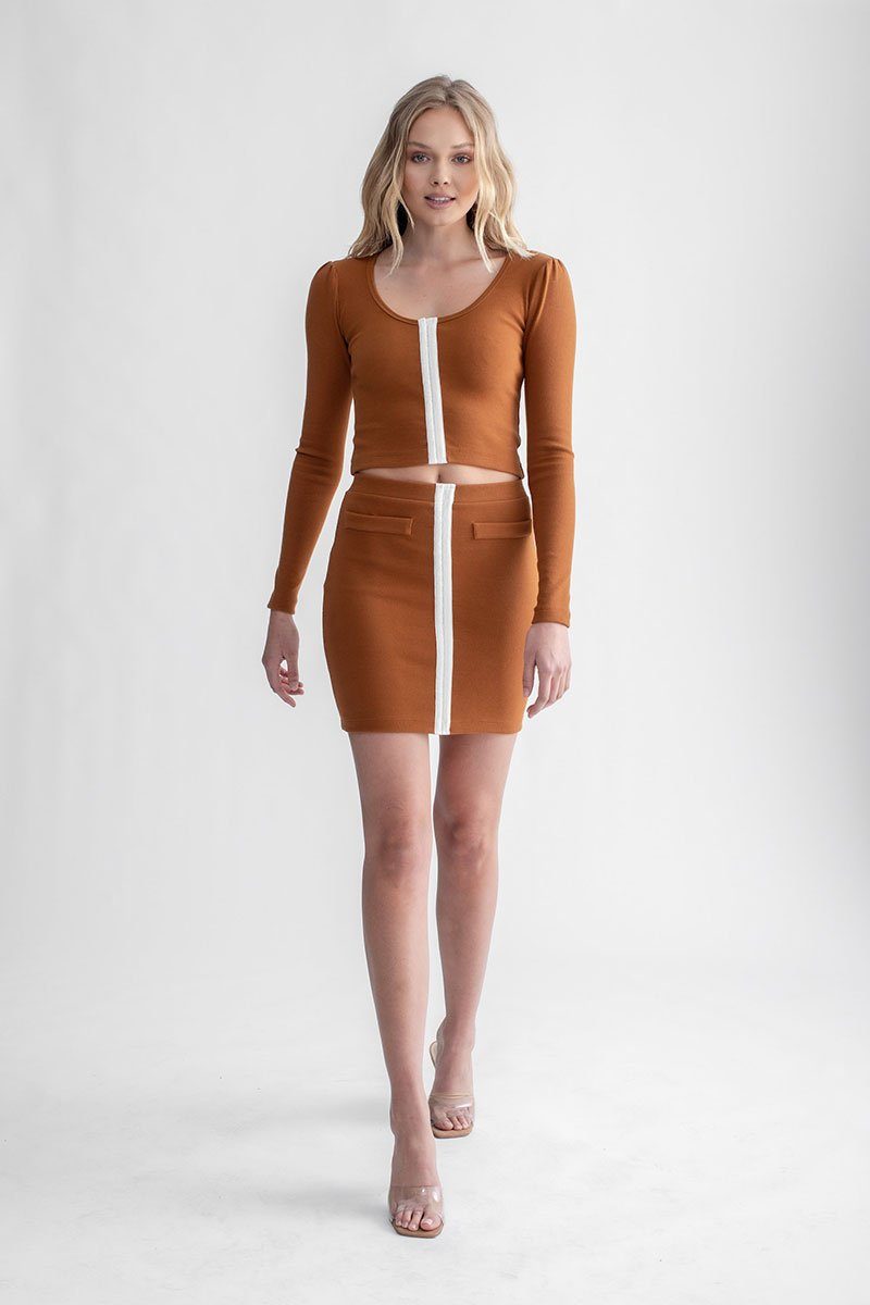 Hook & Eye Long Sleeve Top Cinnamon