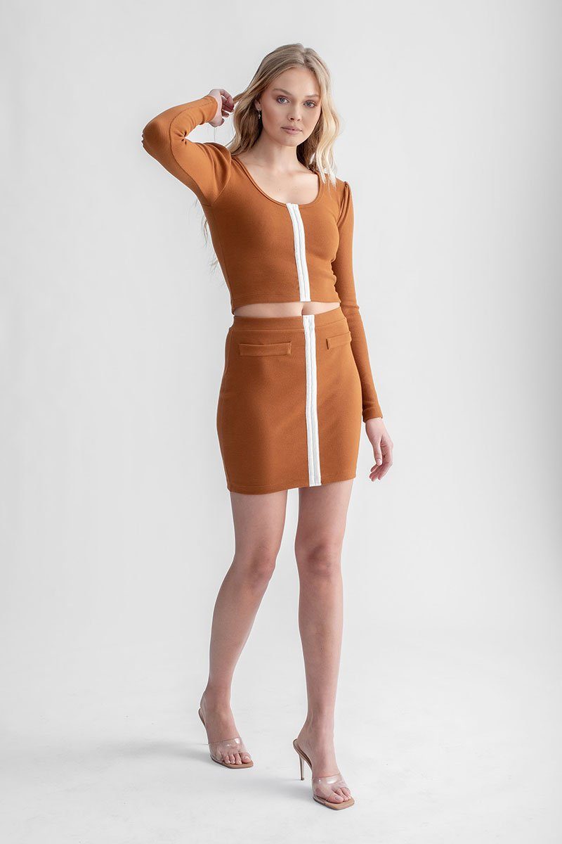 Hook & Eye Mini Skirt Cinnamon