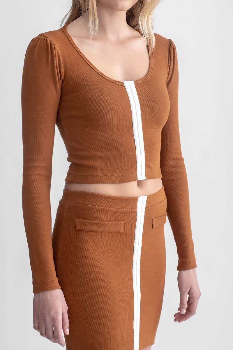 Hook & Eye Long Sleeve Top Cinnamon