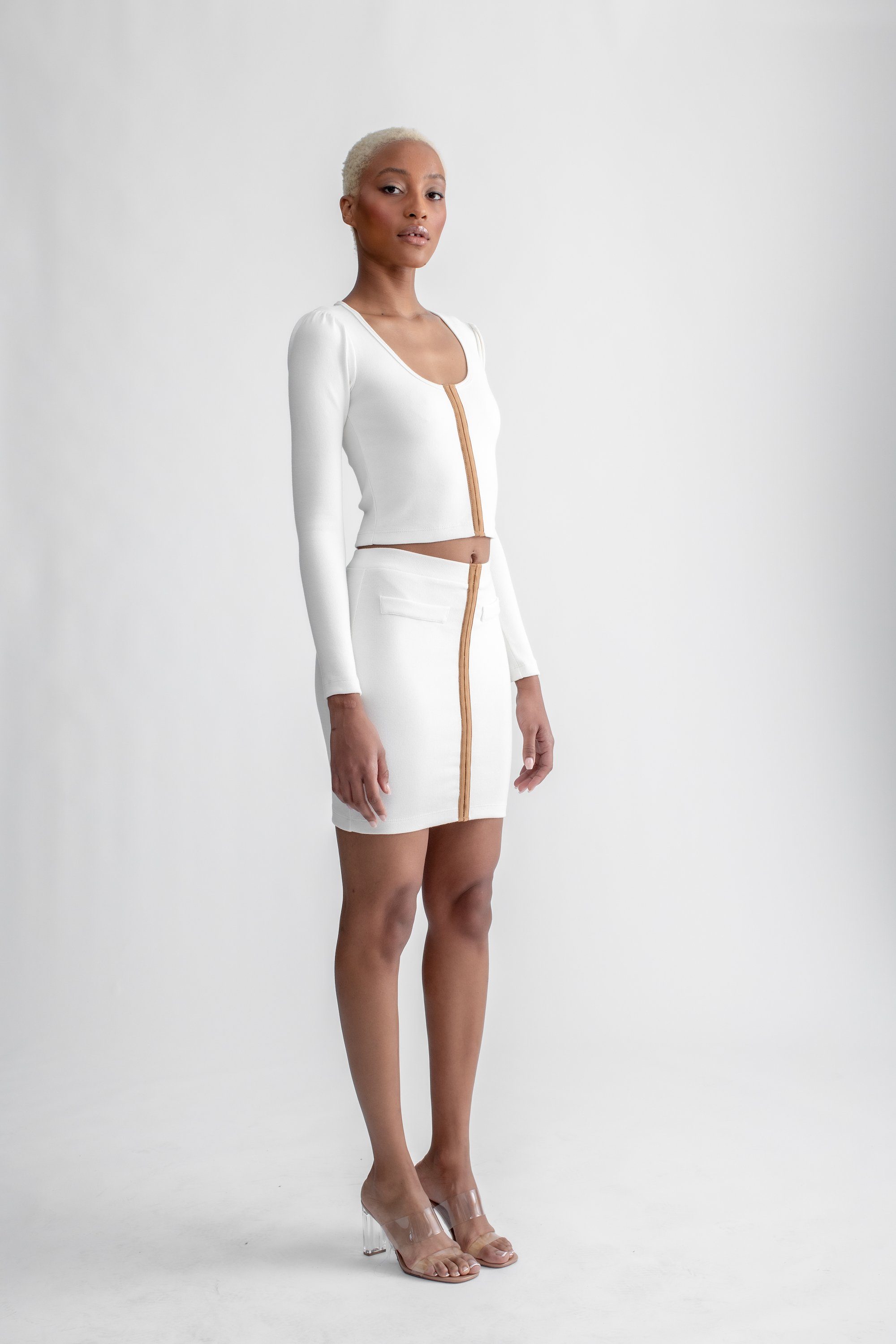 Ivory Hook & Eye Long Sleeve Top