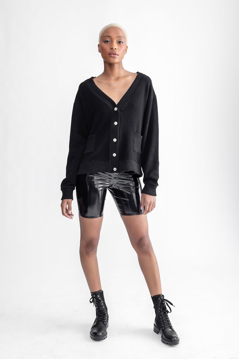 Boyfriend Button Up Cardi Black