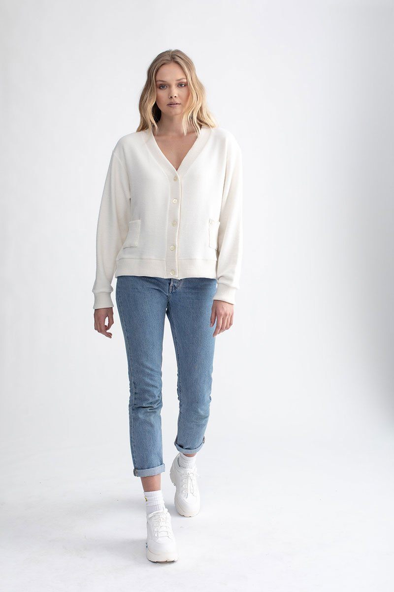 Boyfriend Button Up Cardi Ivory