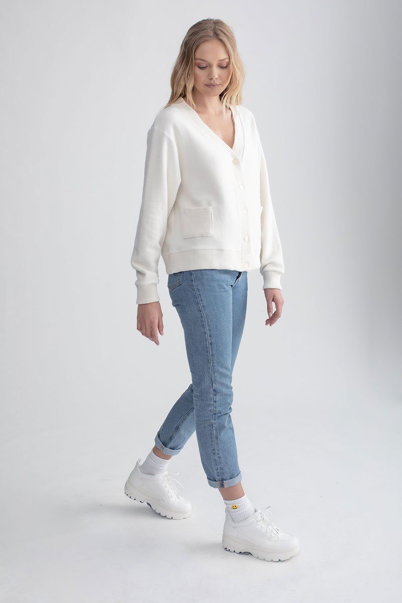 Boyfriend Button Up Cardi Ivory