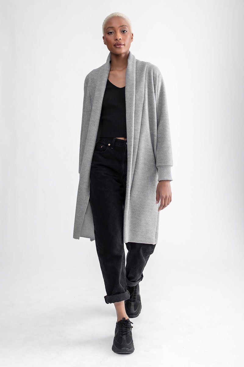 Cozy Long Cardigan Heather Grey