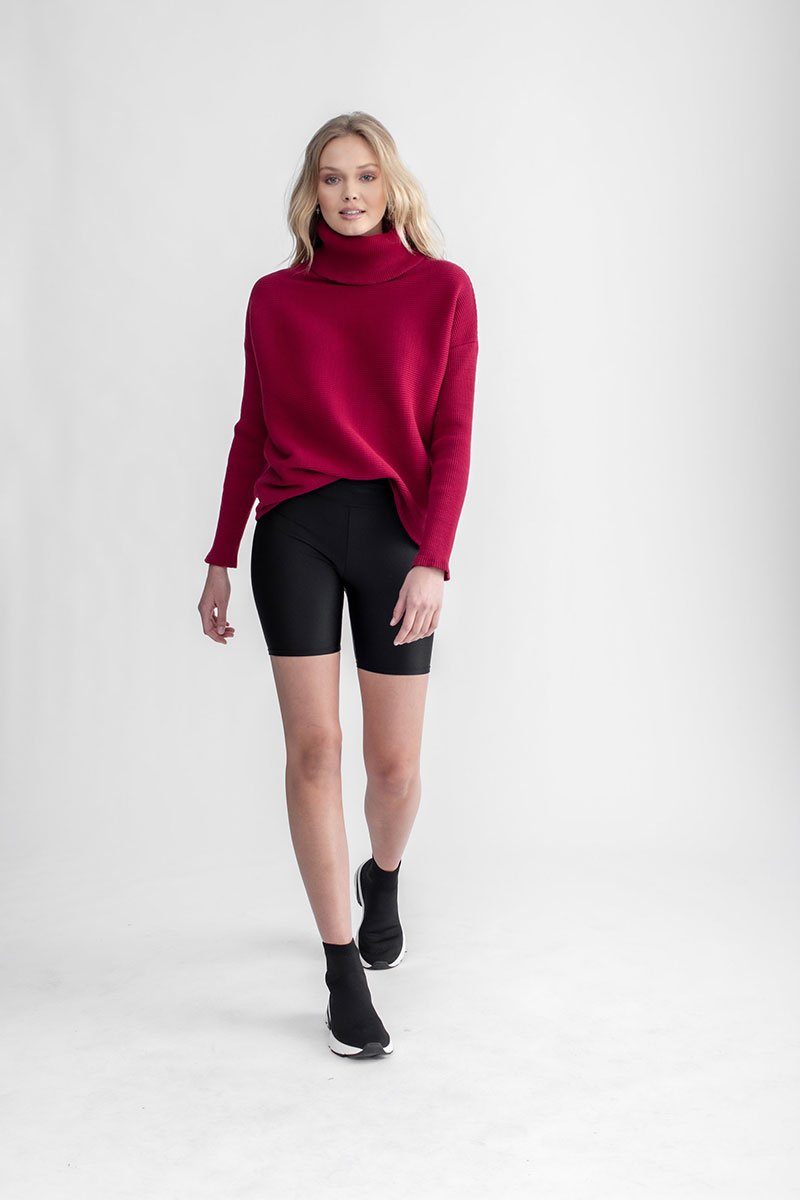 Chunky Turtle Neck Top Raspberry