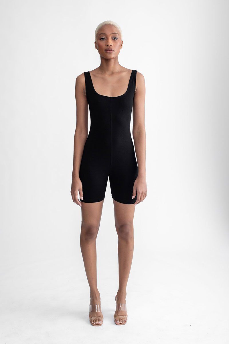 Biker Short Romper Black