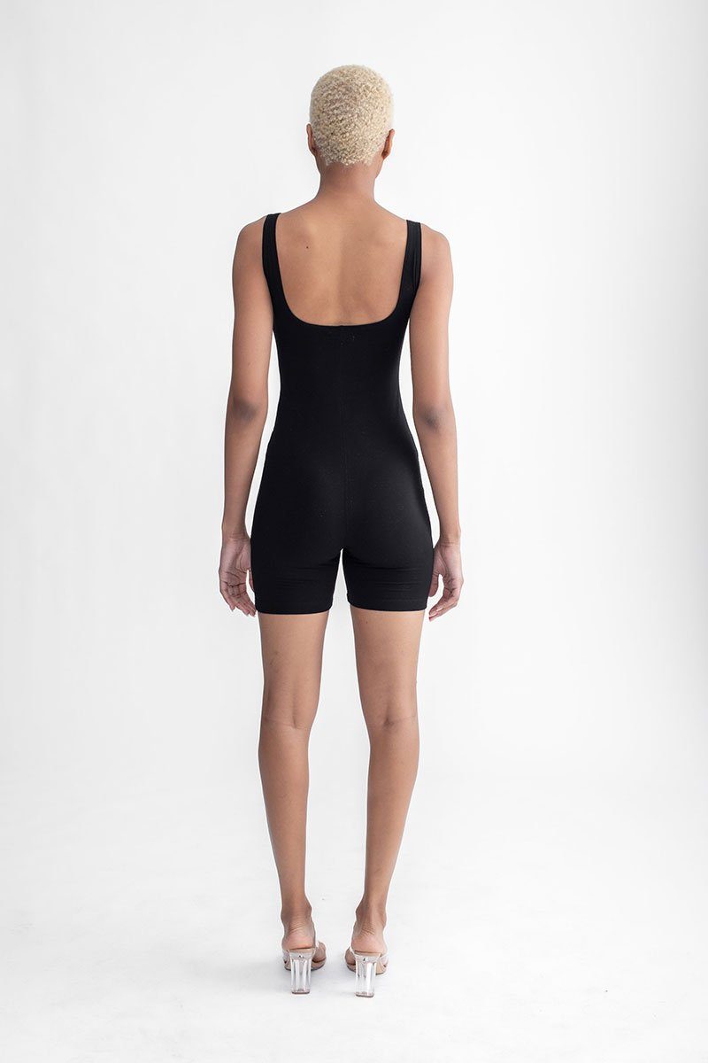 Biker Short Romper Black
