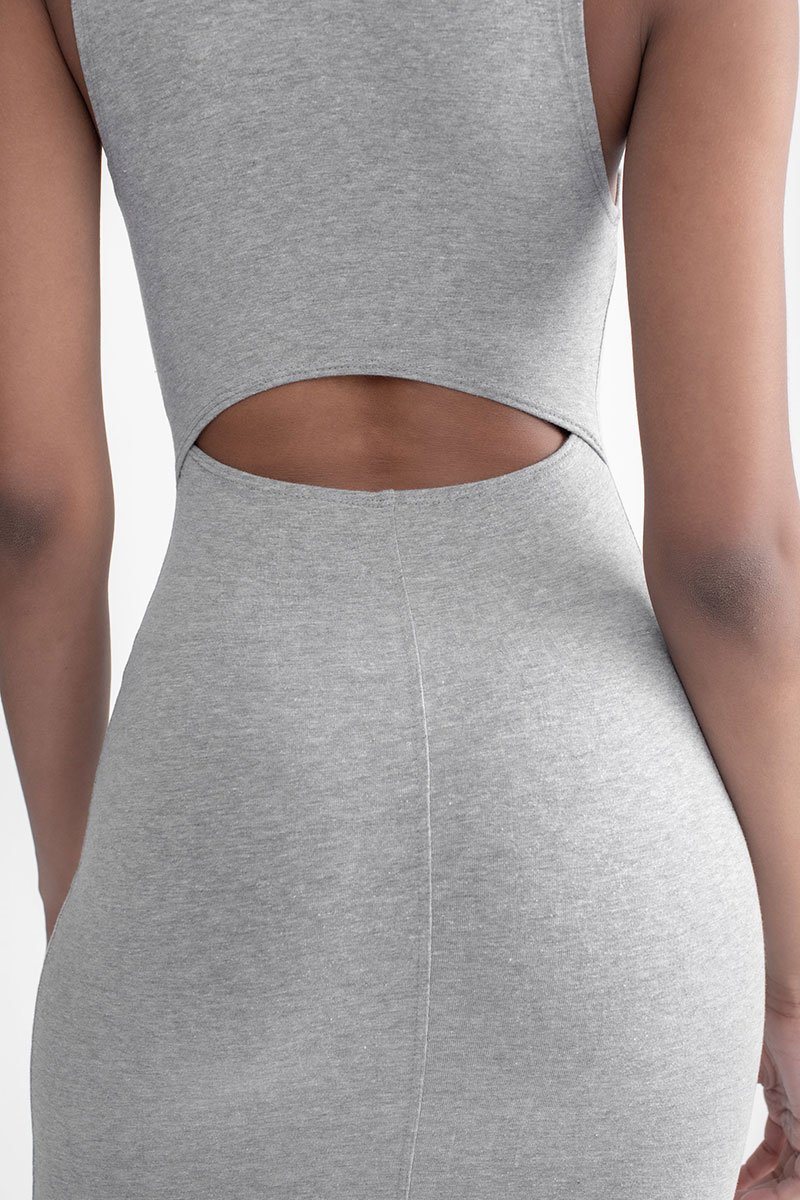 Mock Neck Body Con Dress Heather Grey
