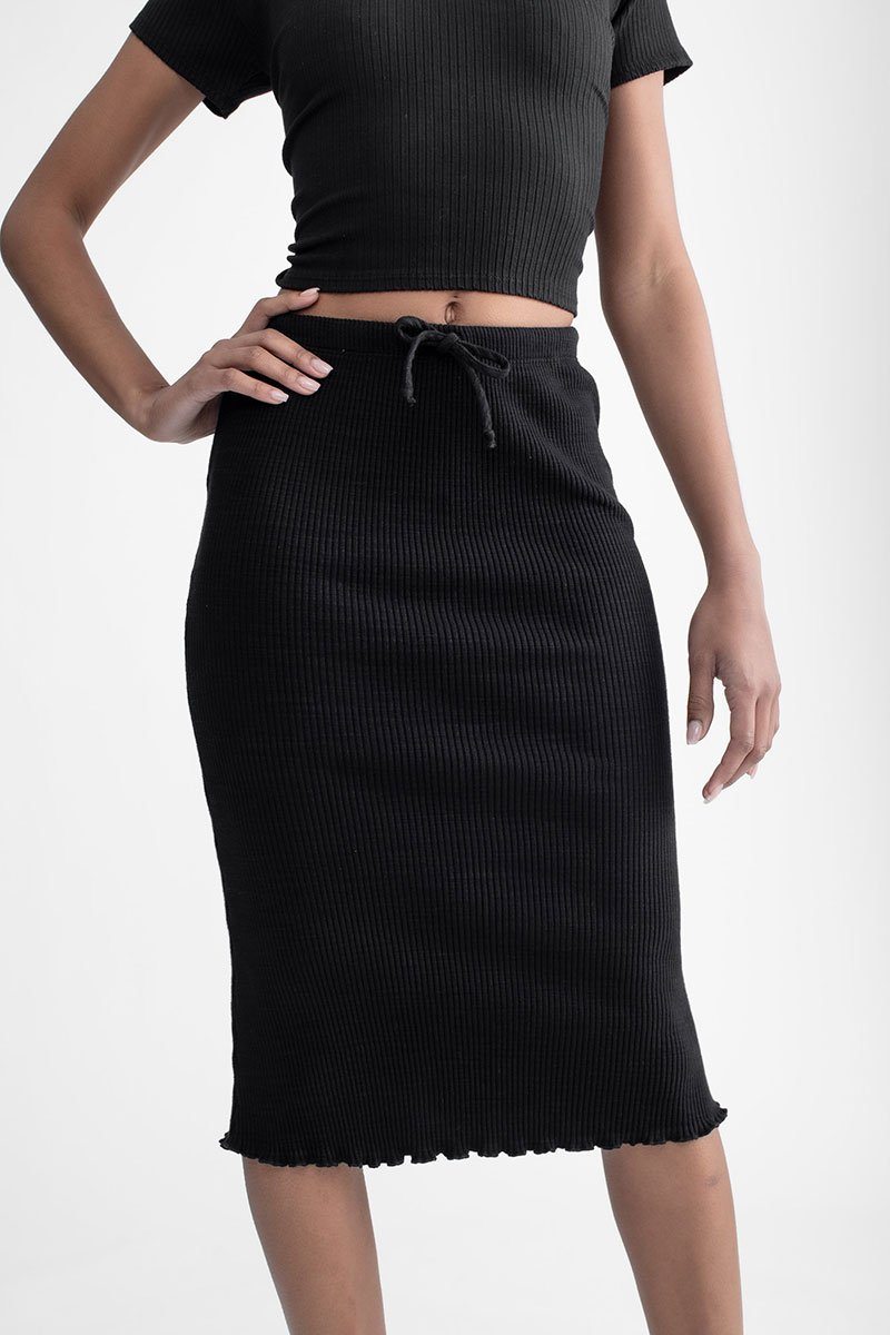 Flare Midi Skirt Black