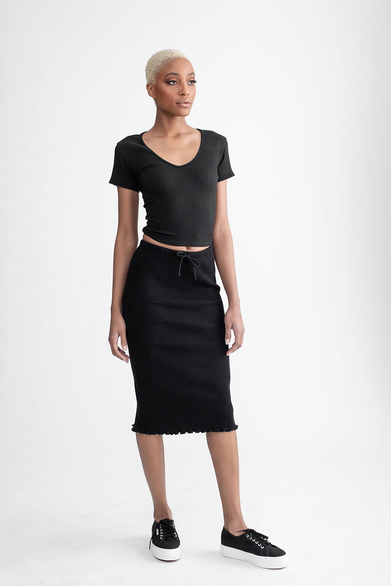 Flare Midi Skirt Black