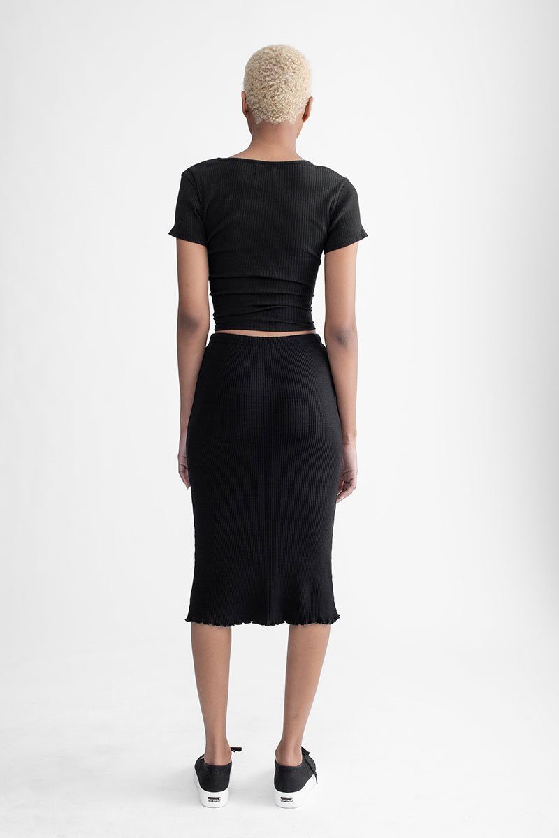 Flare Midi Skirt Black