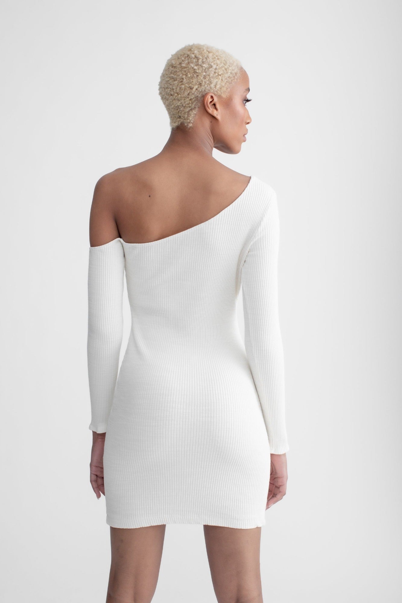 Asymmetrical Button Up Dress Ivory