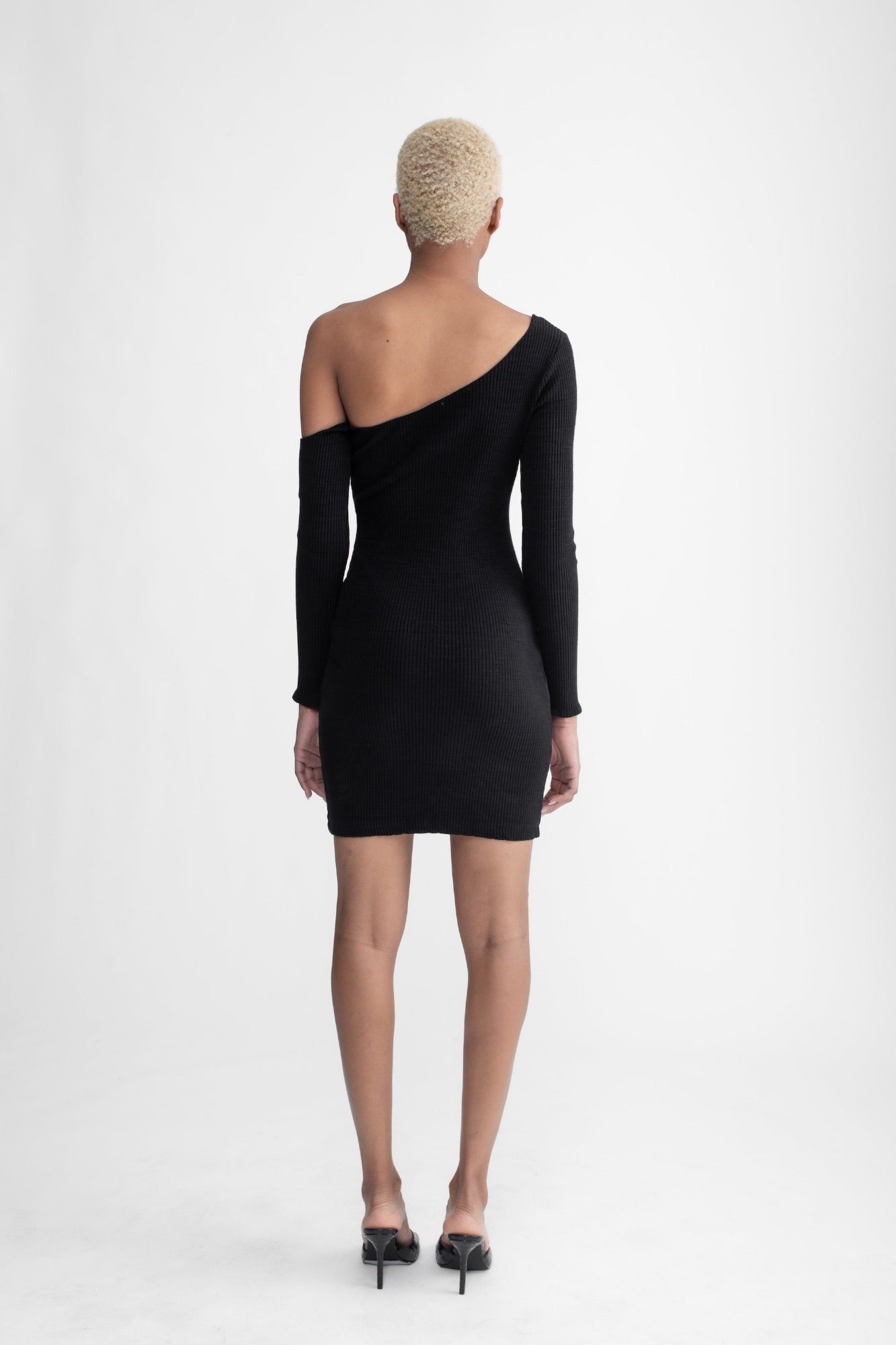 Asymmetrical Button Up Dress Black