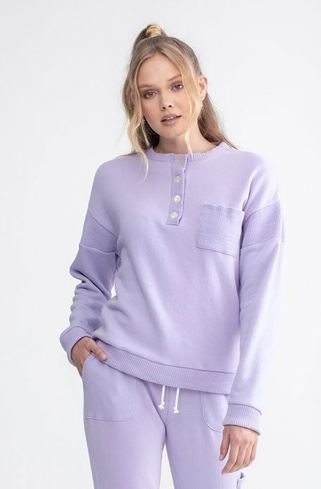 Oversized Pocket Henley Mod Lilac