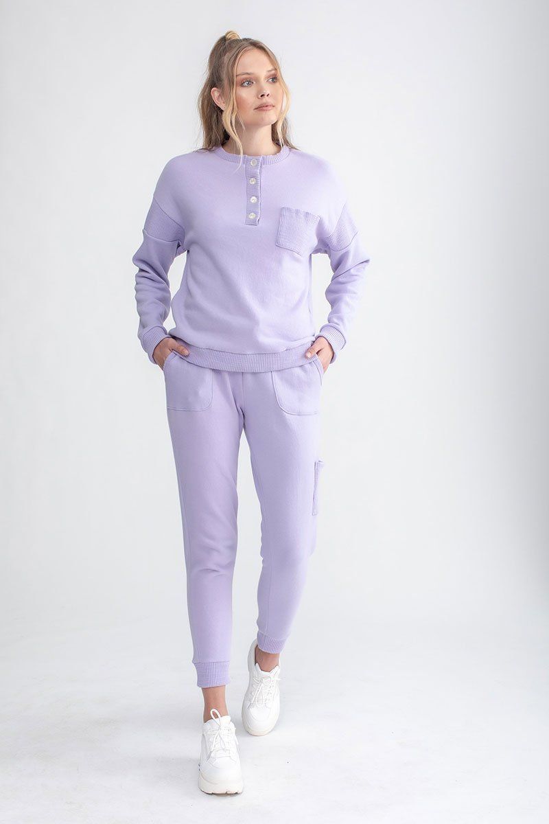Oversized Pocket Henley Mod Lilac