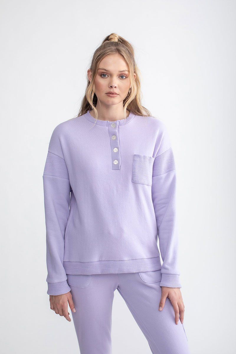 Oversized Pocket Henley Mod Lilac