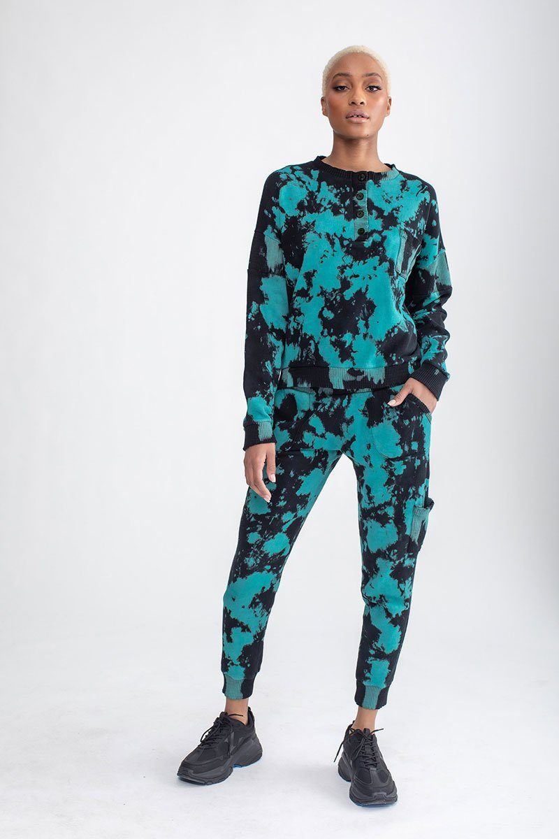 Oversized Pocket Henley Tie Dye