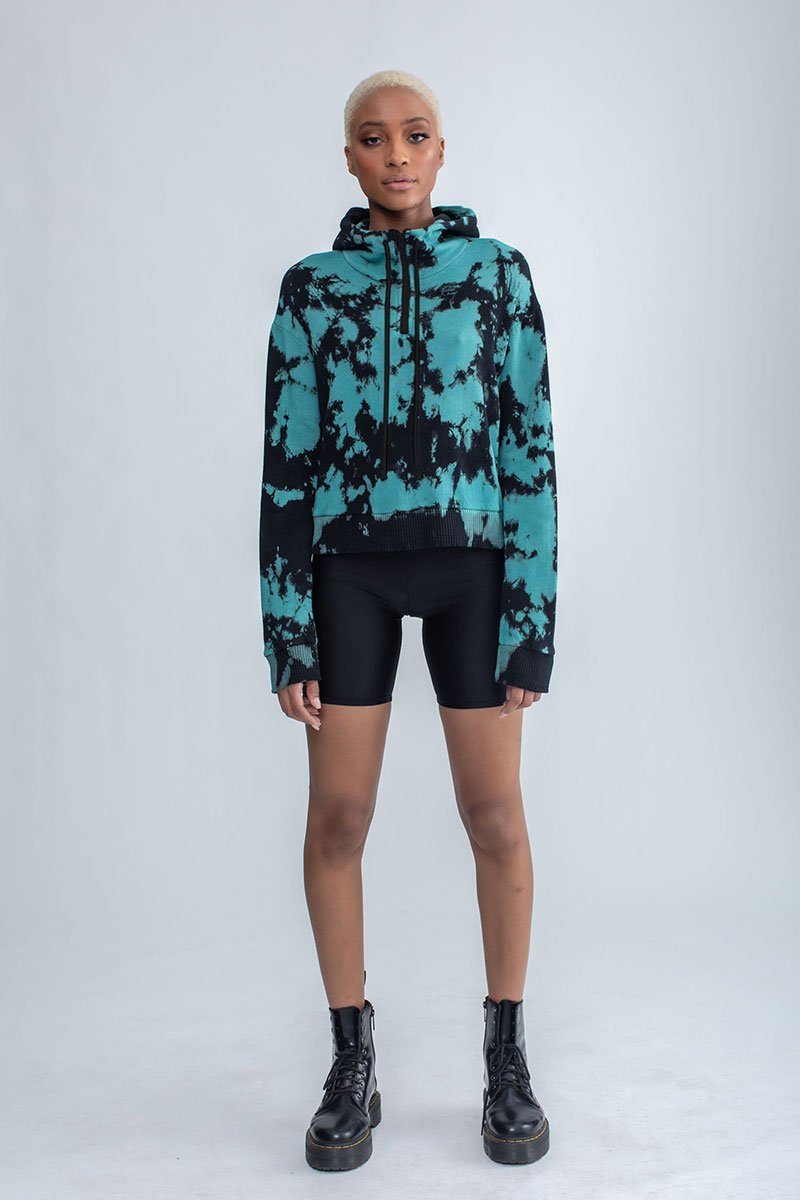 High Neck Hoodie Tie Dye
