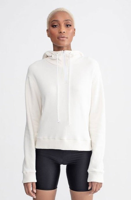 High Neck Hoodie Ivory