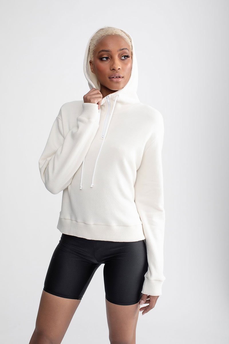 High Neck Hoodie Ivory