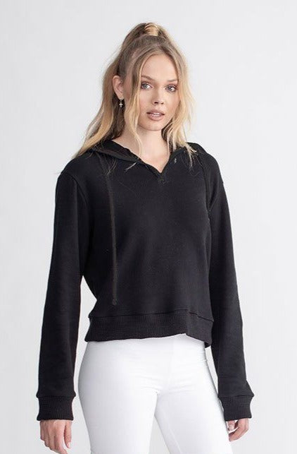 High Neck Hoodie Black