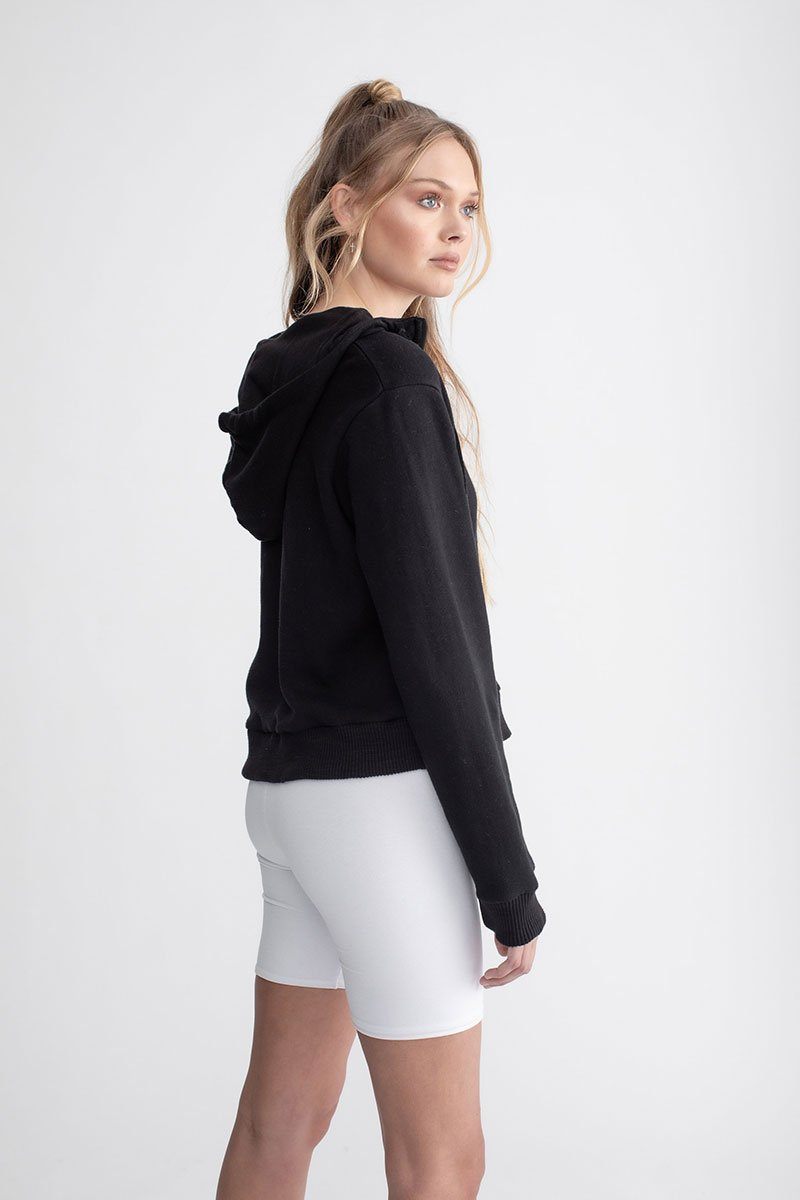 High Neck Hoodie Black