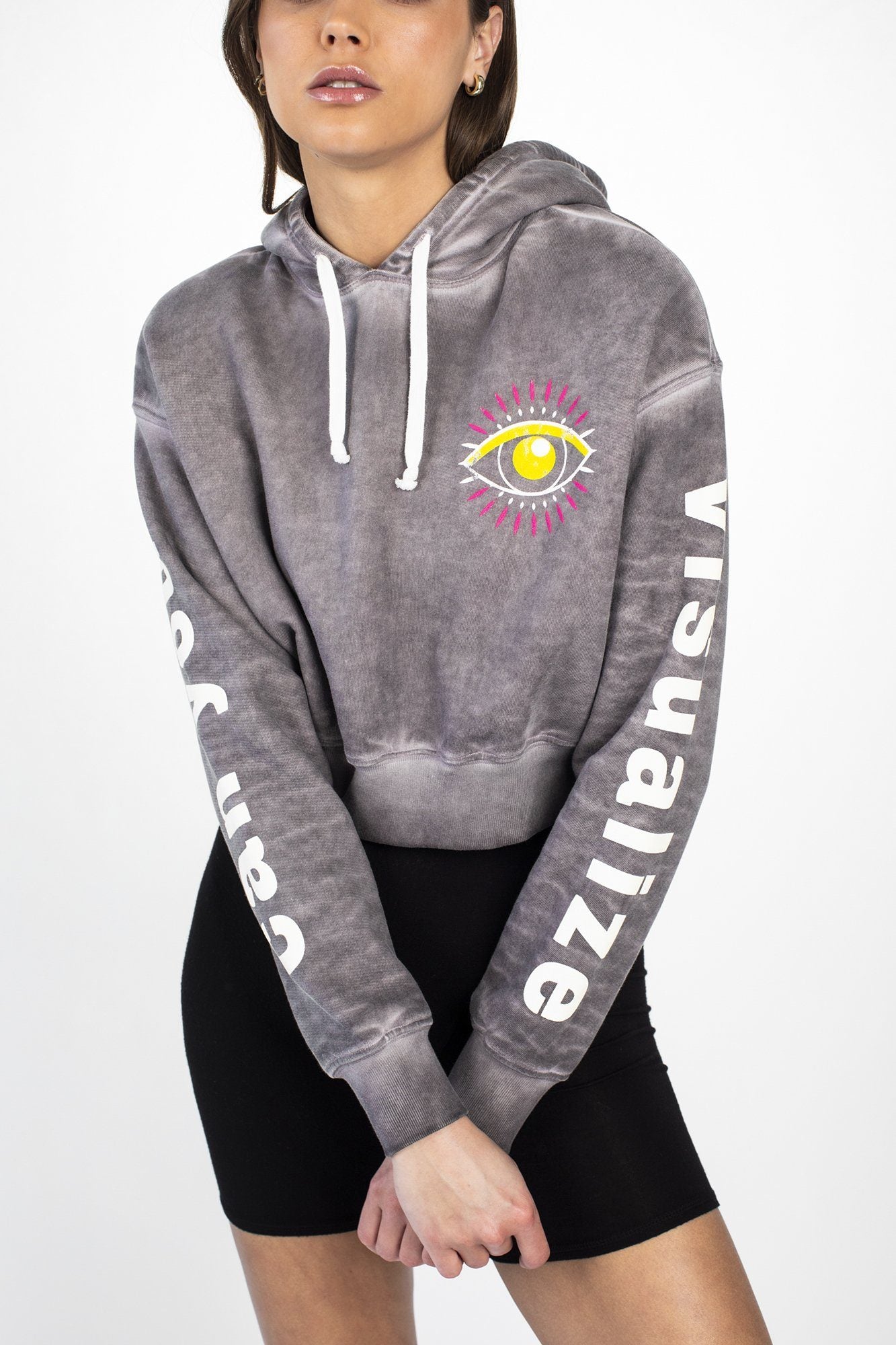 CROP HOODIE - CAN YOU VISUALIZE - OIL WASH