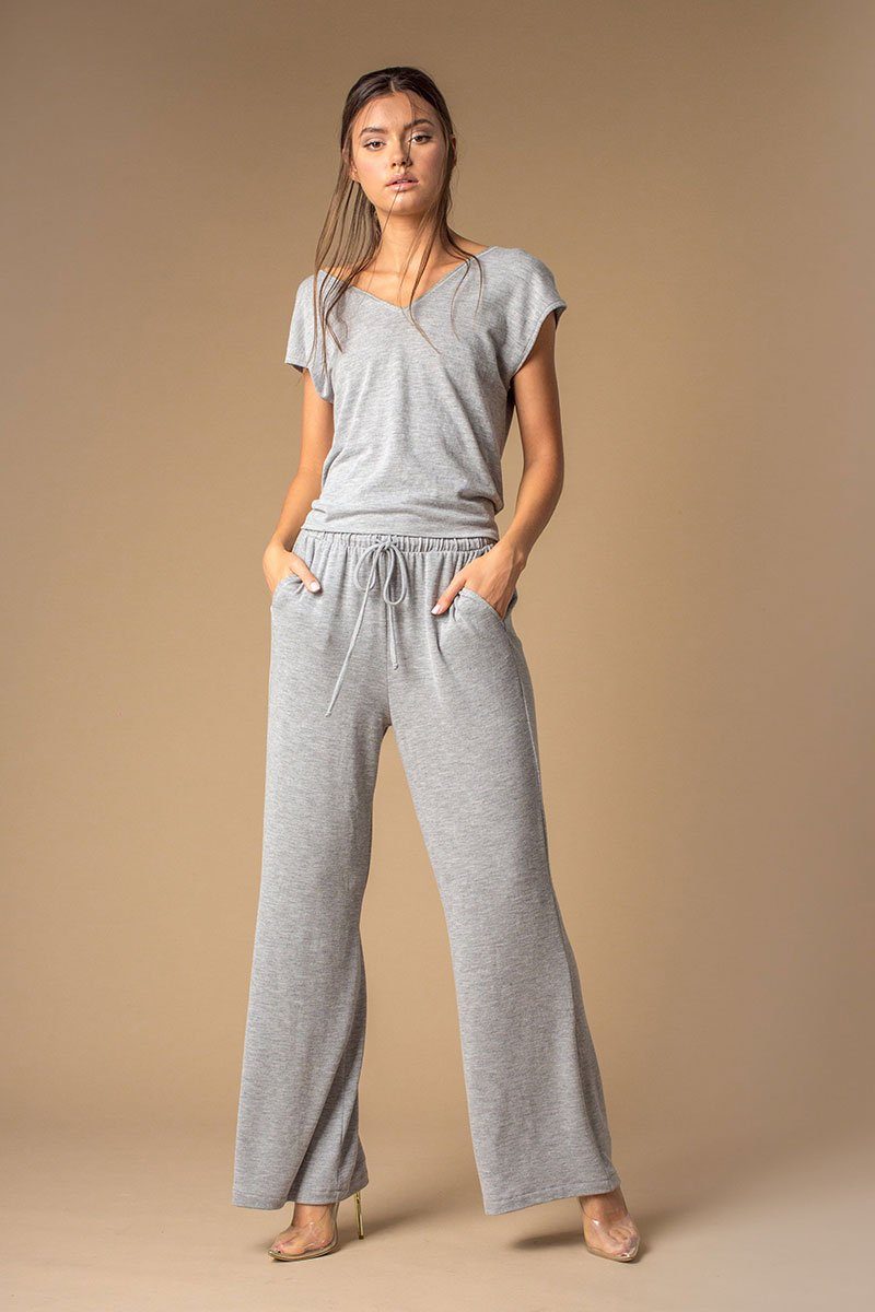 Pink Wide Leg Casual Drawstring Pants