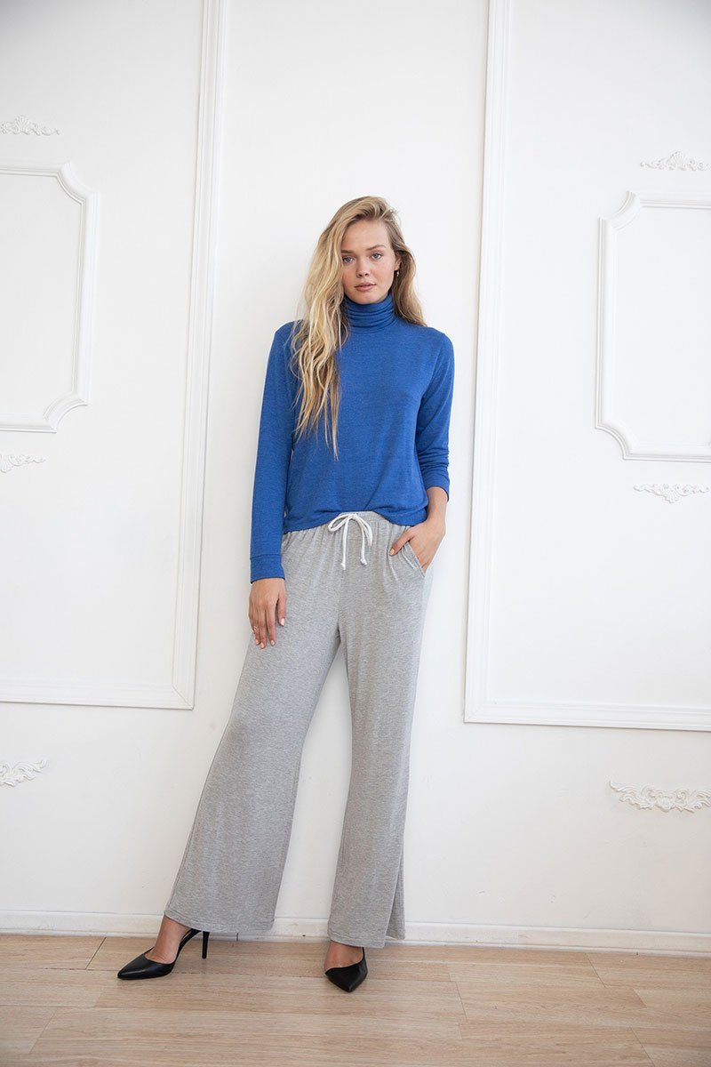 Blue Long Sleeve Relaxed Turtleneck