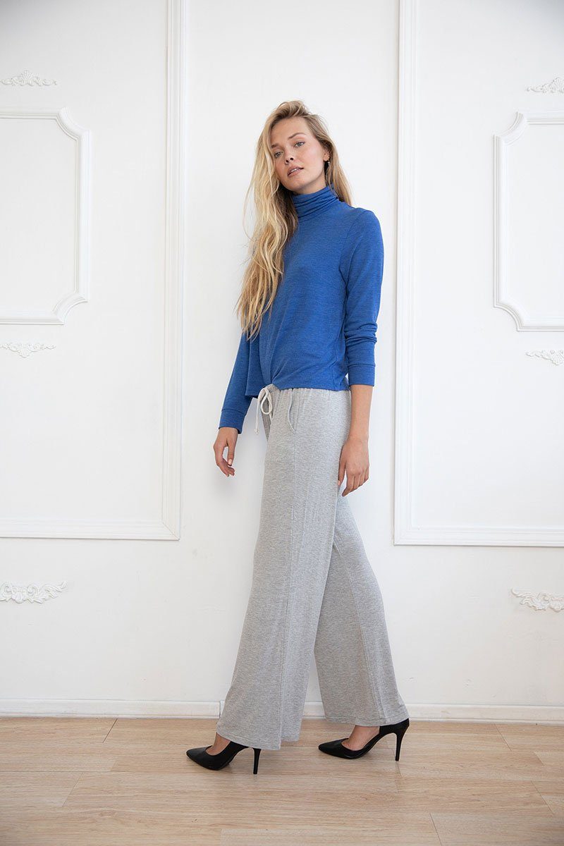 Blue Long Sleeve Relaxed Turtleneck