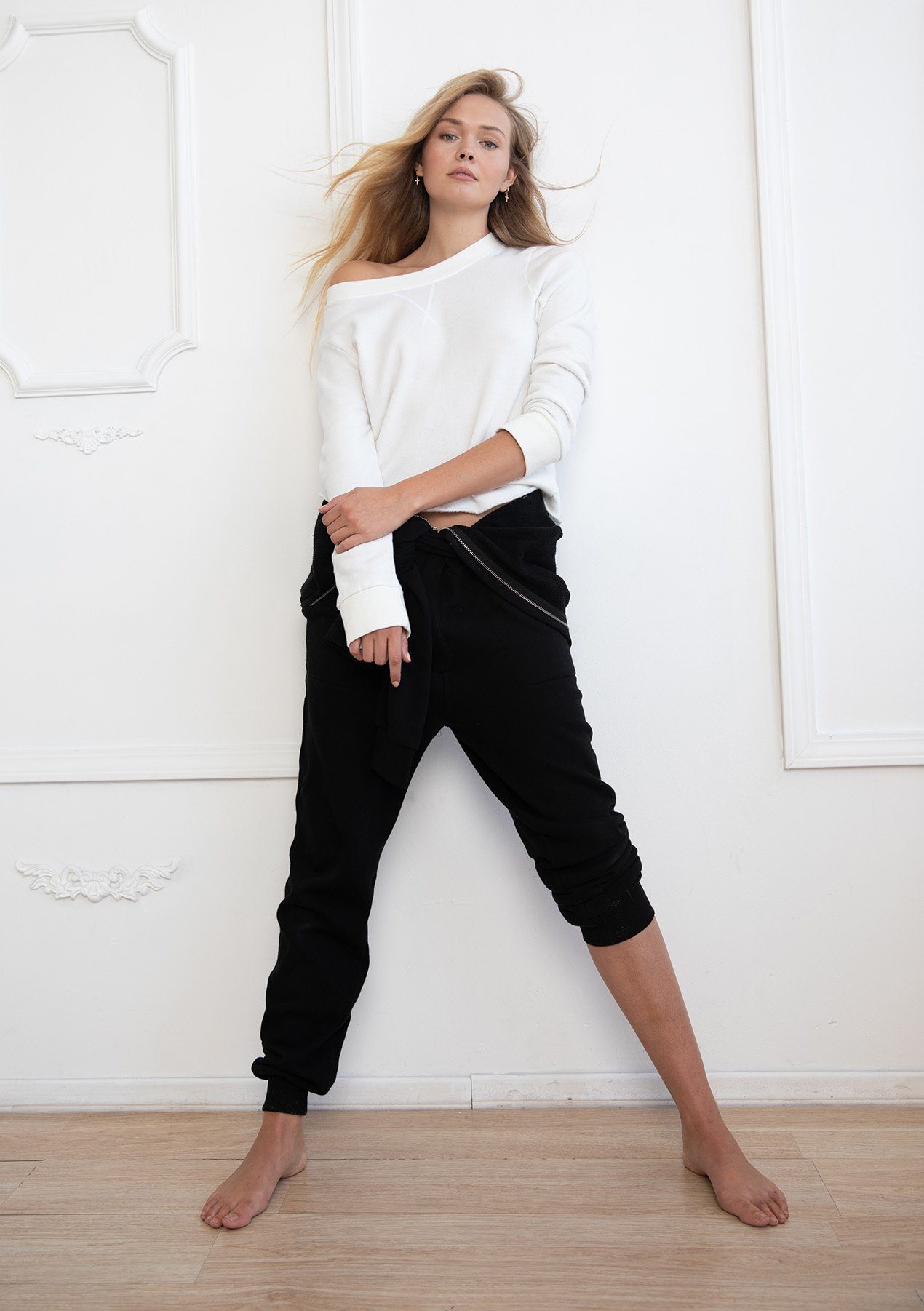 White Raw Hem Pullover