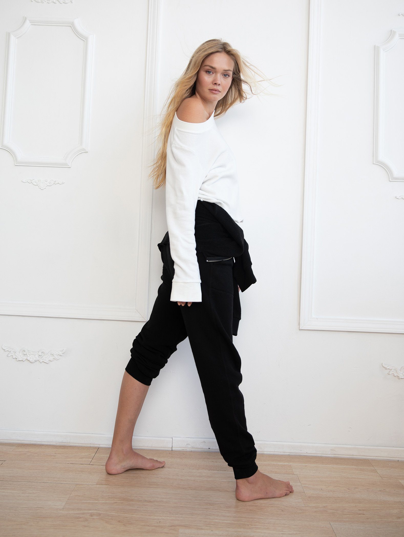 White Raw Hem Pullover