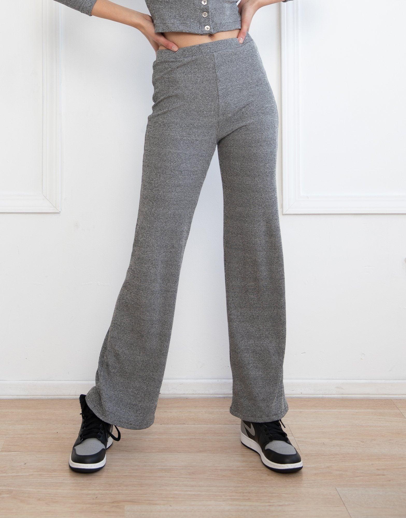 Metallic Silver Wide Leg Pants