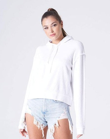 White Cropped Hoodie
