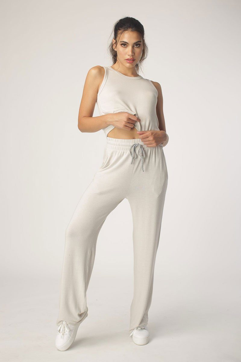Sand Hacci Wide Leg Pant