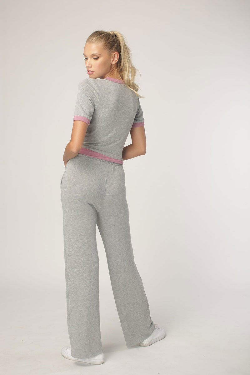 Heather Grey Hacci Wide Leg Pants