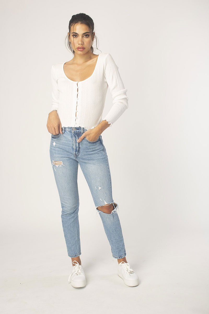 White Button up cardi