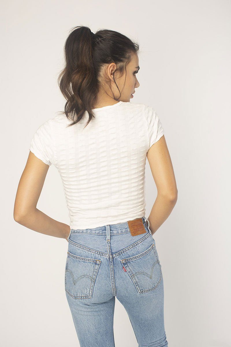 White Ruched Front Top