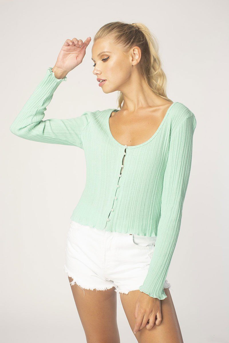 Mint Button up cardi